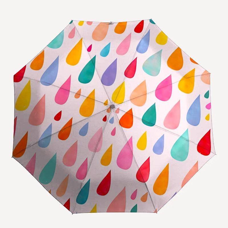 1pc Raindrops Automatic Folding Umbrella - Portable Collapsible, 8-Rib Durable Frame, Perfect for Outdoor Use,  Yy251218085
