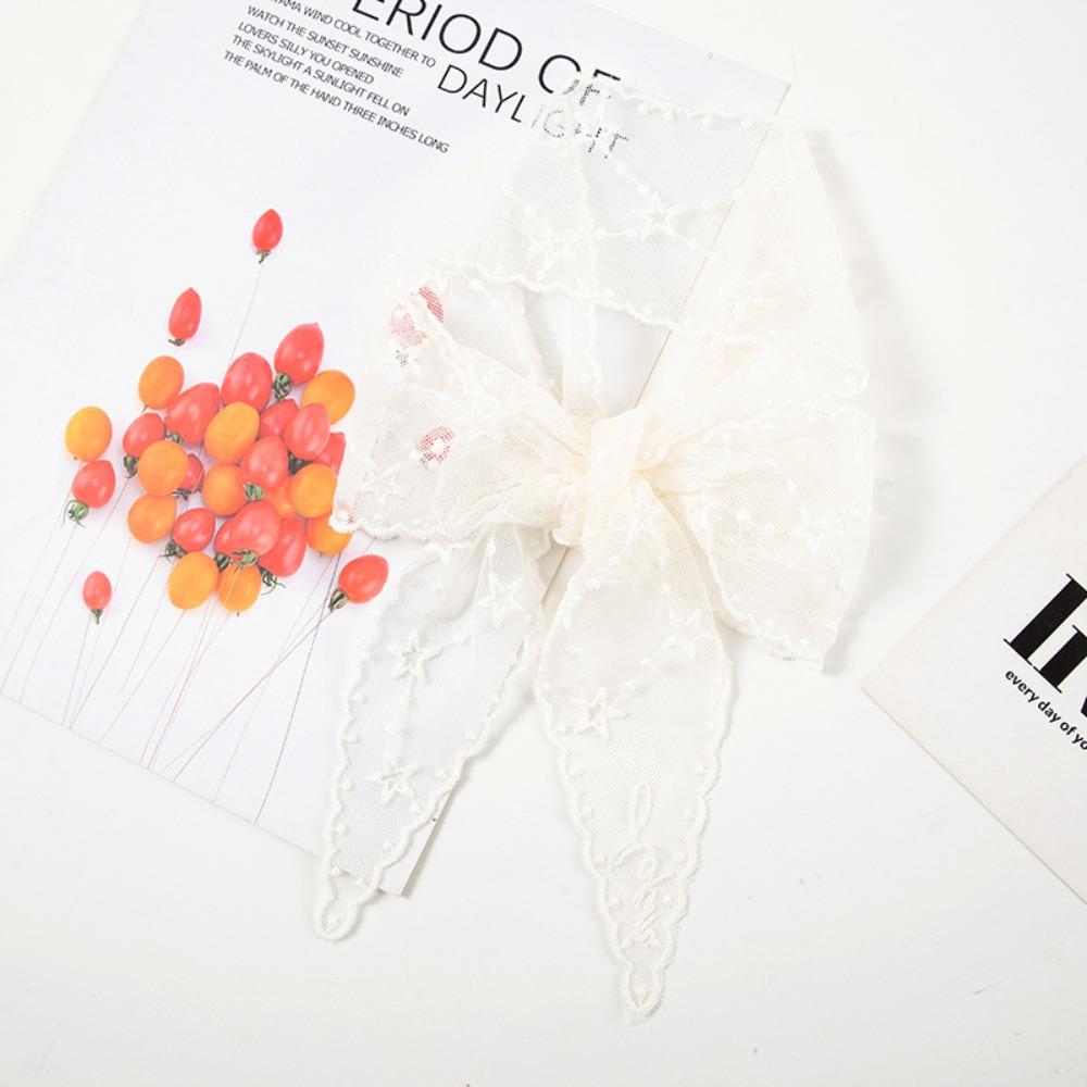 Embroidered Flower Women Narrow Long Scarf Elegant Sunscreen Shawl Ins Female Headscarf  Summer