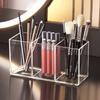 2026 Transparent Makeup Brush Organizer, Makeup Storage Tray, Bathroom Drawer Makeup Organizer, 3 Slot Acrylic Makeup Brush Organizer