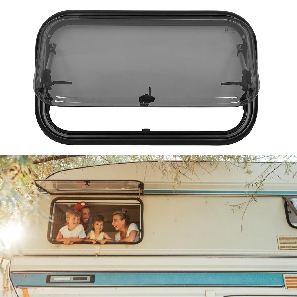 RV Window Acrylic Glass Stable Support Push Out  Window L700 H400mm Insect Proof with Screen Sunshade for Motorhomes Campers