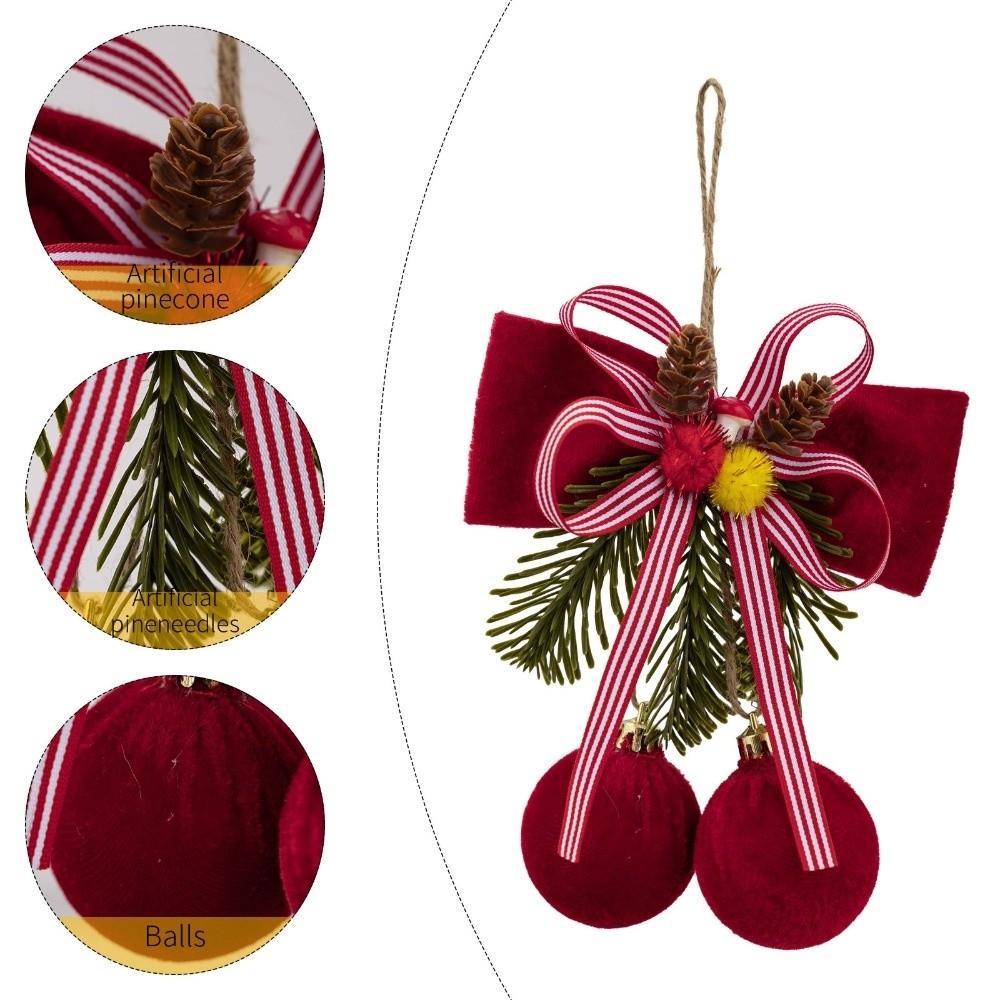 Velvet Christmas Tree Bow Ornament Wine Red Bow Ornament Christmas Tree Decoration