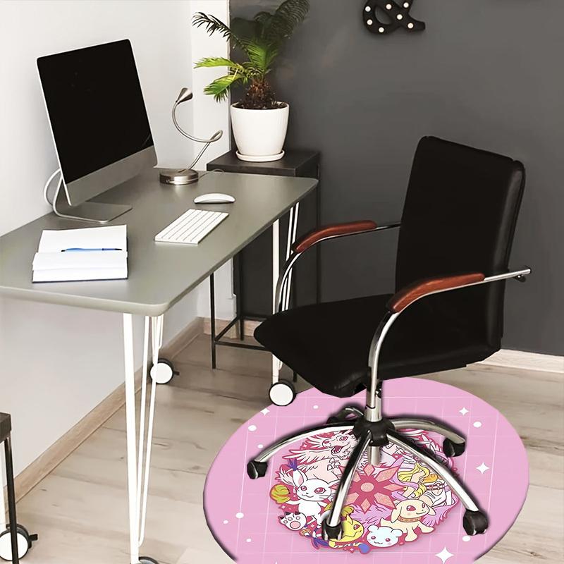 

1pc Pokemon Team Pink Round carpet, Made of Polyester,Perfect for Decorating Office Chairs, Living Rooms 80cm