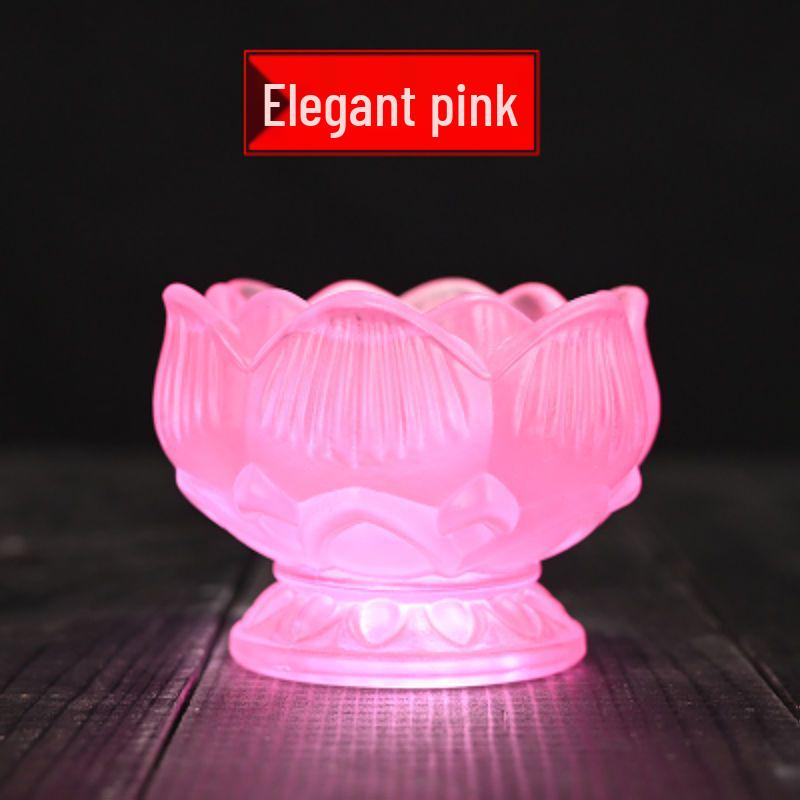 Colorful Lotus Crystal Glass Ghee Lamp Holder for Buddha Offering