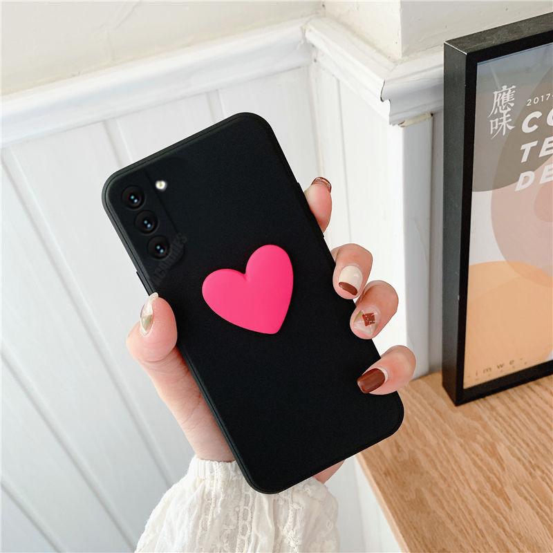 

S 21 22 3d Cute Love Heart Silicone Case For Samsung Galaxy S22 S21 Plus S23 Ultra S20 Fe Frame Back Cover S21fe S20fe s22