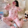 Women's Cute Cartoon Long Sleeve Pajama Set – Comfortable Thin Style for Spring, Autumn, and Winter, Wearable Outdoors