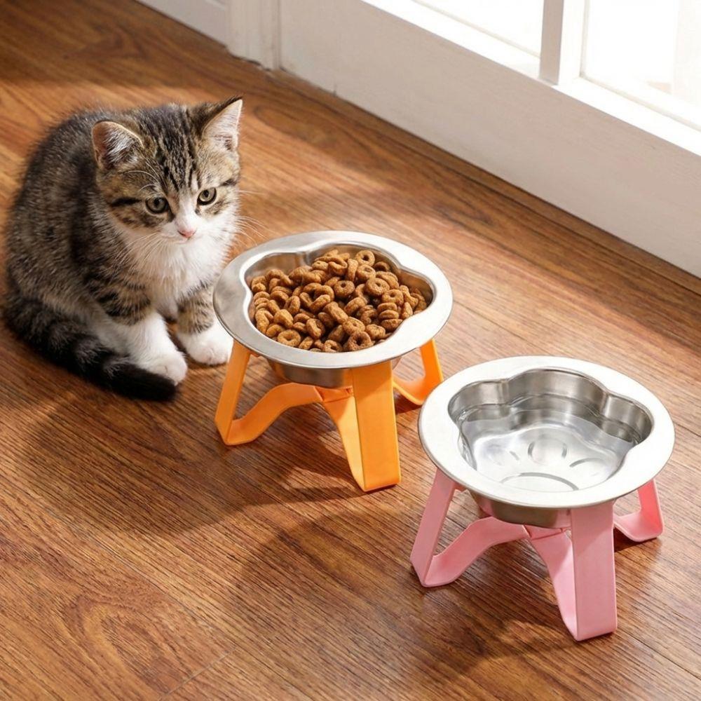Large Diameter Stainless Steel Cat Bowl Detachable Feeding Bowl Pet High Footed Bowl  Pet Feeding