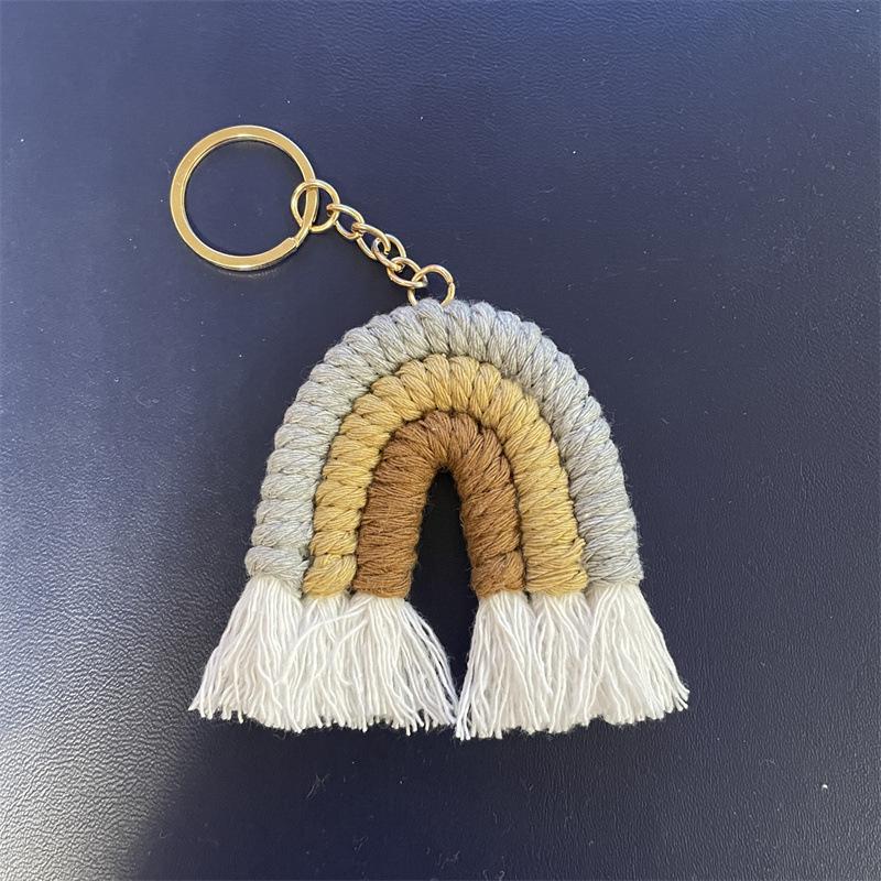 Handmade Knitted Rainbow Keychain Pendant Accessory