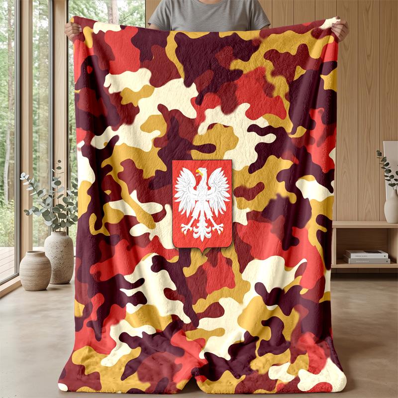 Poland Football Printed Flannel Blanket Skin Friendly Warm Decorative Throw for Indoor Couch Bed Daily Use