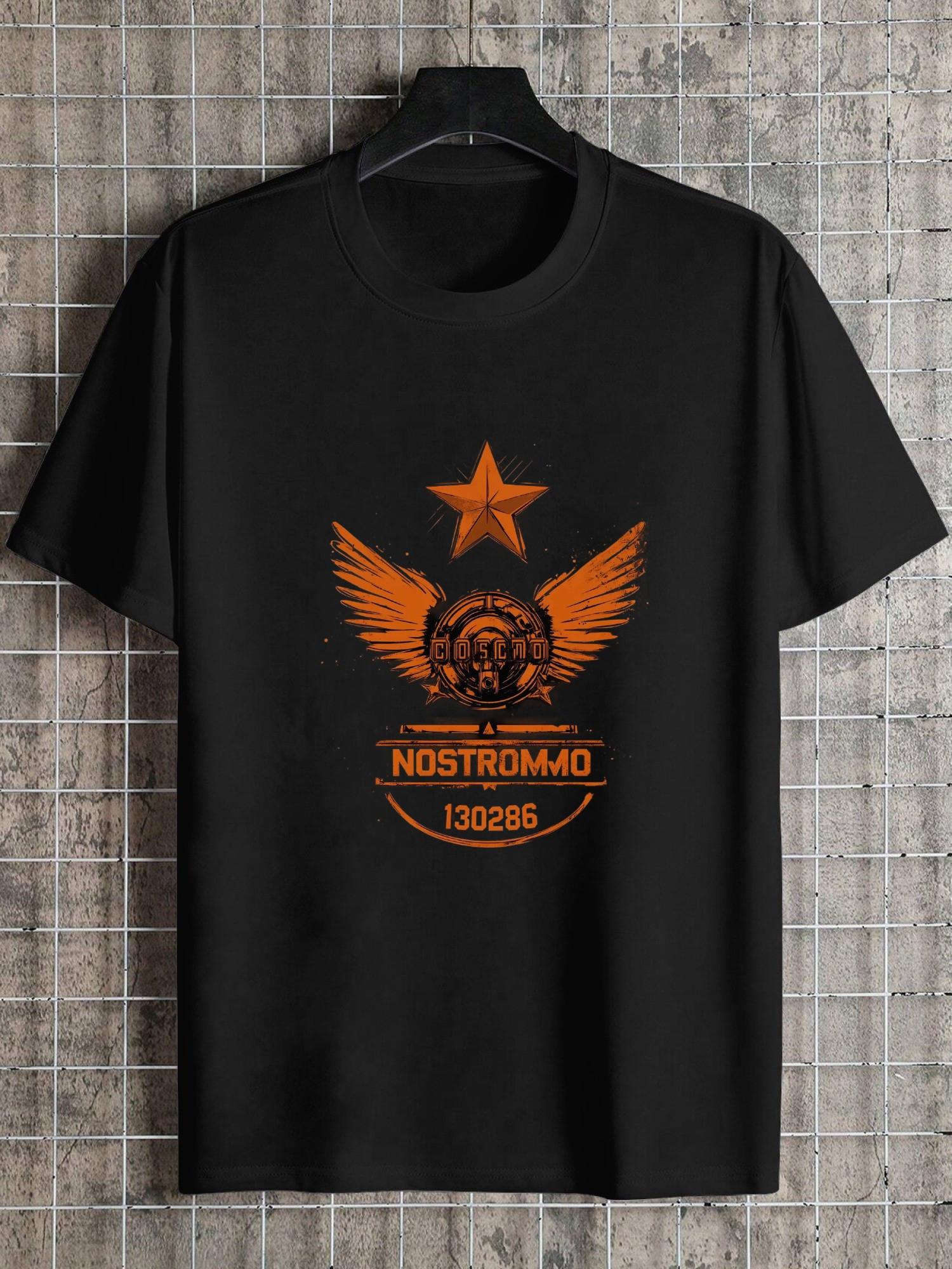 1pc Starship USCSS NOSTROMO Distressed Emblem Black T-shirt - 180g Cotton Crew Neck Short Sleeve XXL