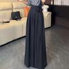 Women's High-Waisted Tie-Waist Wide-Leg Trousers - Floor-Length and Flowy