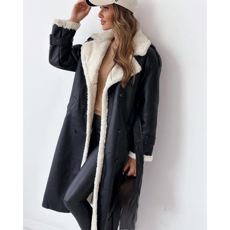 Autumn and Winter New Double Wear Collar Lapel Long Coat