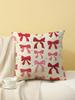 Pink And Red Bow Print Throw Pillow Cover, Cushion Case For Sofa Bedroom Living Room Couch Bed Office Chair Home Decor