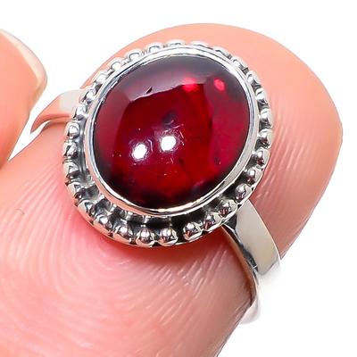 Natural Garnet Gemstone Handmade 925 Solid Sterling Silver Jewelry Ring S.6 G2N00