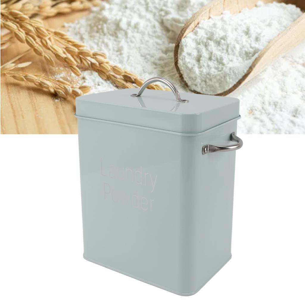 Metal Laundry Room Container with Dual Side Handles with Spoon Lid Farmhouse Laundry Powder Container for Washing Powder Rice Dog Food