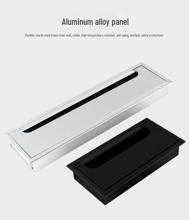 Aluminum Office Desk Cable Cover with Bristles - Sound-Dampening Rectangular Wire Organizer