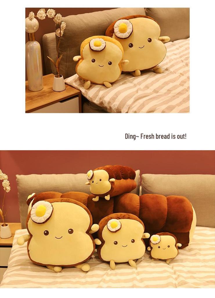Cuscino Peluche Creativo Uovo Fritto su Toast: Cuscino a Forma di Striscia Lunga per Abbracciare per Ragazze
