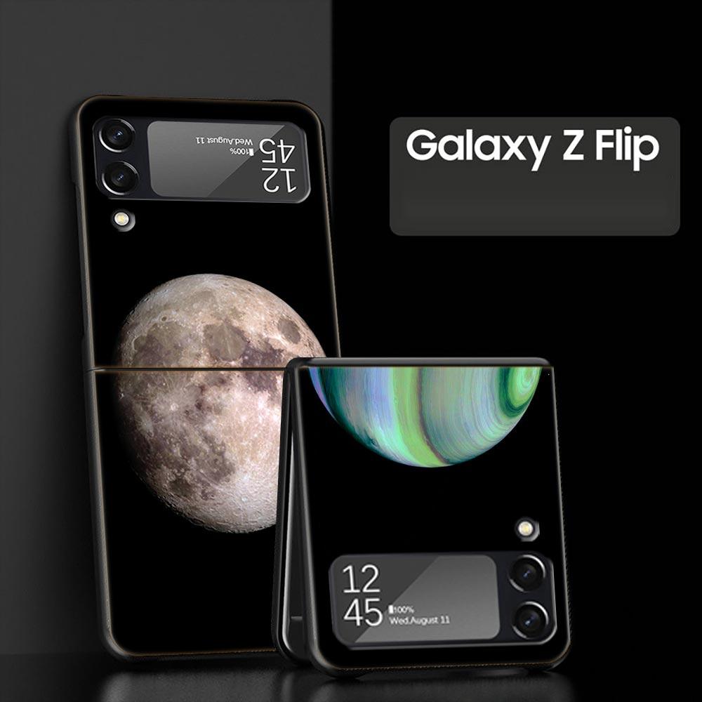 Husă pentru telefon Z Flip 4 pentru Samsung Galaxy Z Flip 3 5G ZFlip3 Flip3 zflip Flip4 Husă tare neagră pentru PC Estetică Space planet Shell