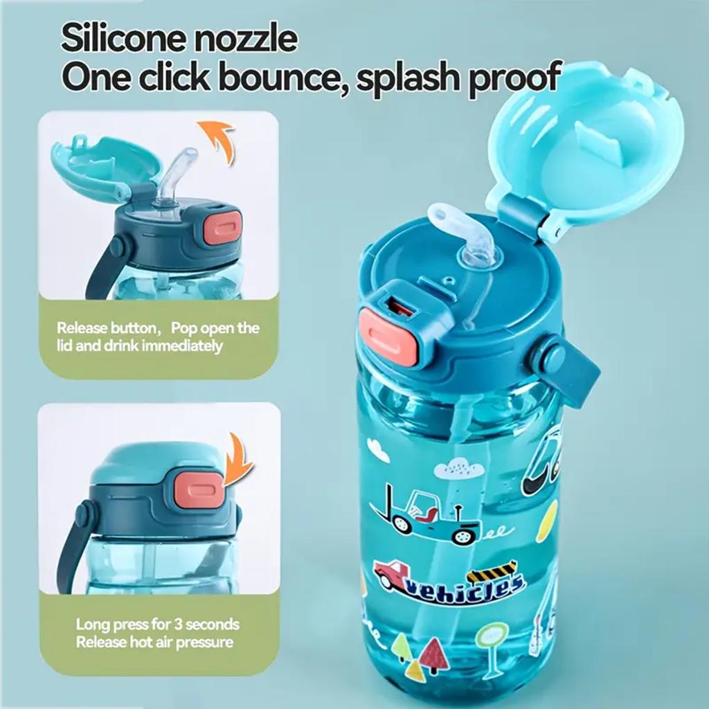 550ML High-Quality Outdoor Camping Drinking Tools Kids Straw Cup With Handle Plastic Straw Water Cup Sports Water Bottle