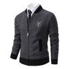 Autumn and Winter Casual Knitted Cardigan Plus Velvet Thickened Men's Baseball Collar Jacket Trendy Sweater Wear
