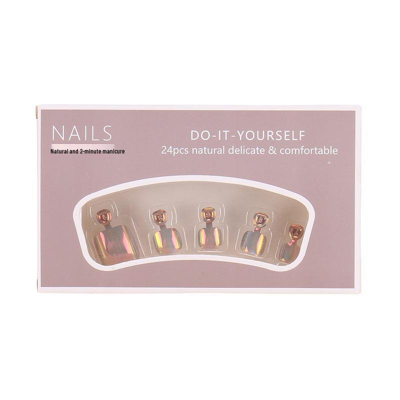 Electroplated Colorful High-End Toenail Art: 24 Removable Handmade Pieces