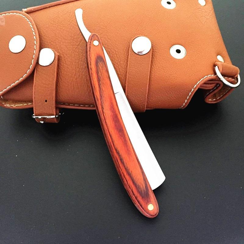 Vintage Old Style Holzgriff Straight Edge Stahl Barber Razor Folding Rasiermesser Haarentfernungswerkzeuge