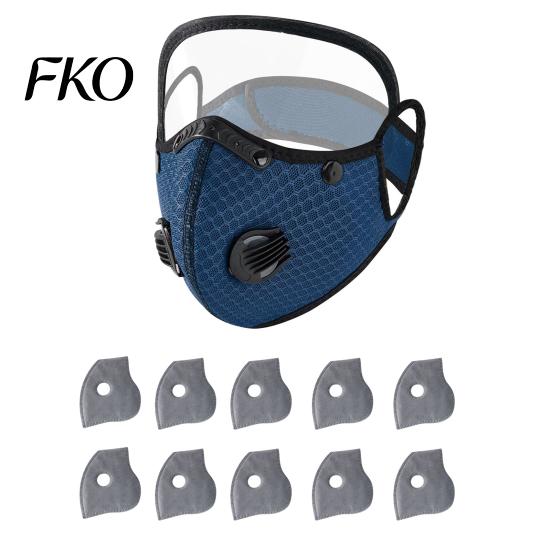 Outdoor Face Guard Reusable Carbon Filter Dust Mask with Adjustable Goggles, 6-Layer Protection 10 Filters, Breathing Valve, Eye