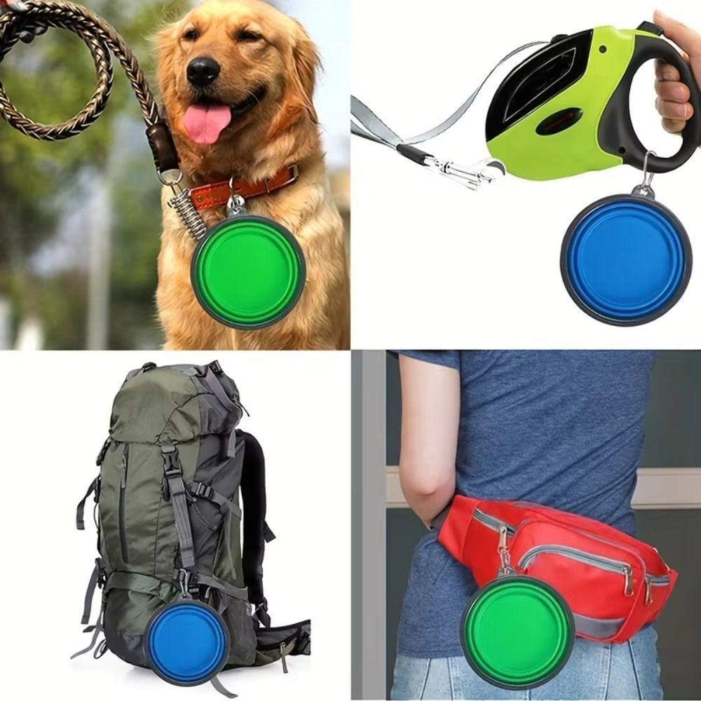 Portable Plastic Pet Bowl with Keychain 350ML Foldable Folding Bowl Dog Water Bowl Outdoor