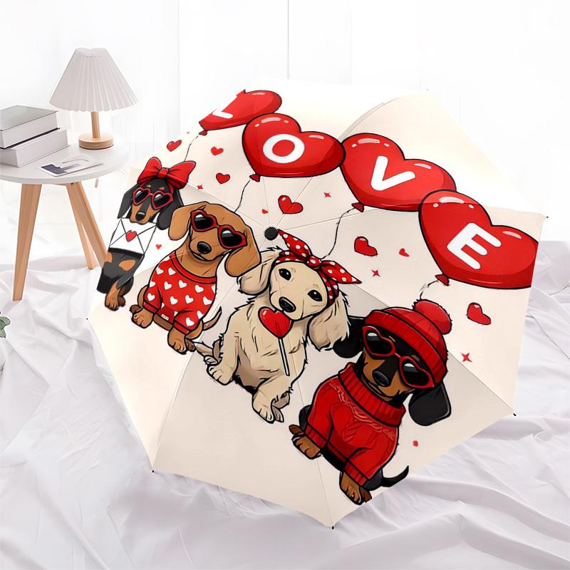 

1pc Valentine s Day with cute dogs balloons. Umbrella with Plastic Handle,Suitable for All Seasons Home Travel Outdoor Umbrellaptys31067