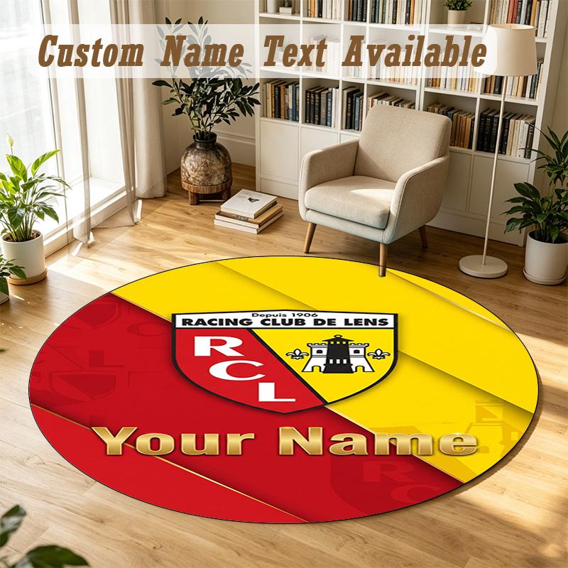 Round Rug Custom Nameracing Club De Lens Pattern Non Slip Carpet Home Floor Decor