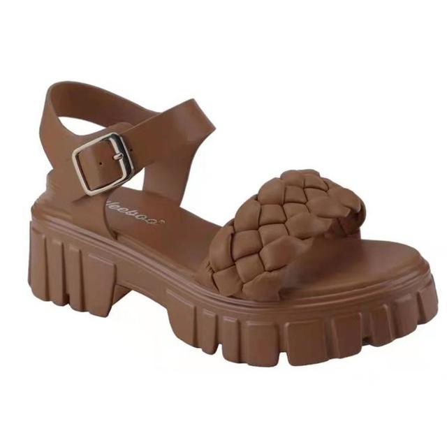 Woven Platform Sandals Women  Summer Candy Color Ankle Strap Gladiator Shoes Ladies Thick Heels Sandalias Mujer Plus Size 43