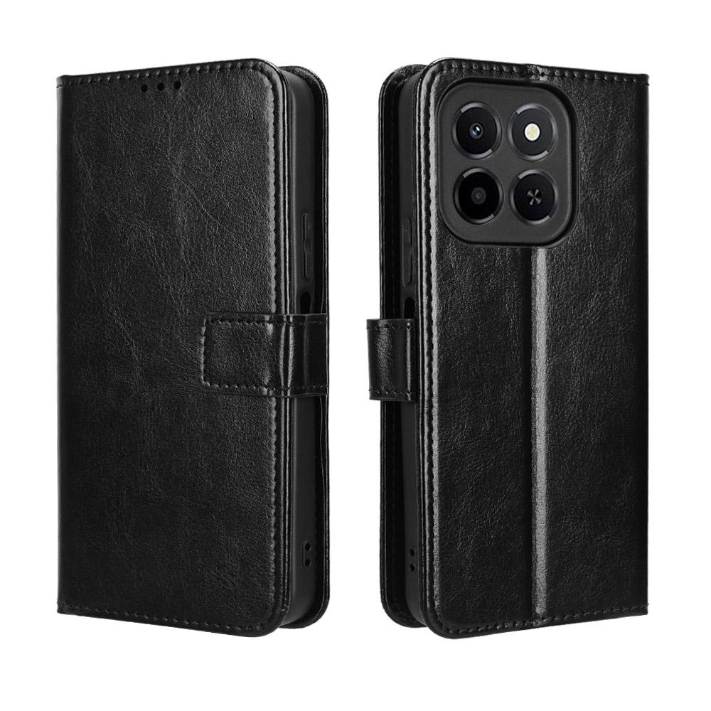 For Honor X6c 4G PU Leather Case with Strap Crazy Horse Texture Phone Wallet Cover