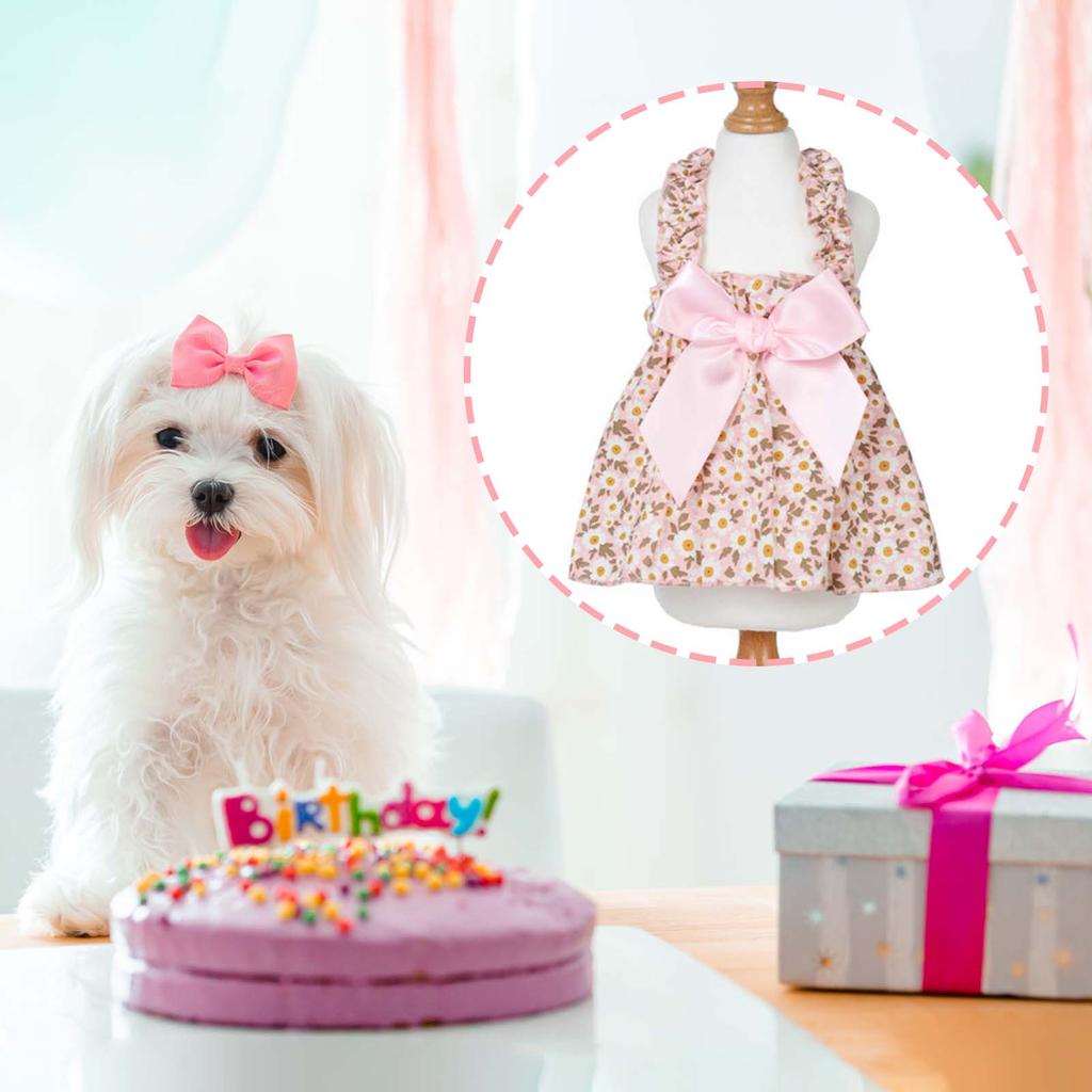 1 pezzo Gonna per Gatto Vestito per Animale Domestico Vestito Estivo per Cane Stile Romantico Con Stampa Floreale Rosa, Vestiti per Cani Piccoli Abbigliamento per Animali Domestici Gonna per Chihuahua