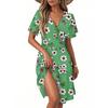 Women's Fashion Short Sleeve Wrap Sundress V-Neck Floral Print Dresses