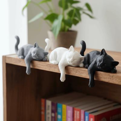 Creative Desk Cat Decorations 3D Printed Decorative Cat Statues Sleeping Cat Ornament  Desktop Use