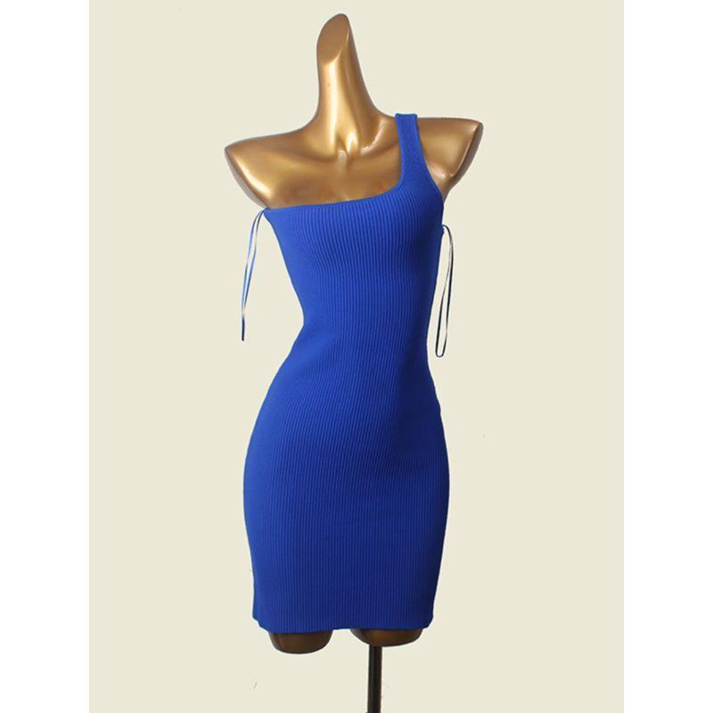 Stylish Sexy One Shoulder Bodycon Dress Fashion Style Accessible Luxury Square Collar Collarbone Beauty Knitting Sexy Accessible Luxury Dress