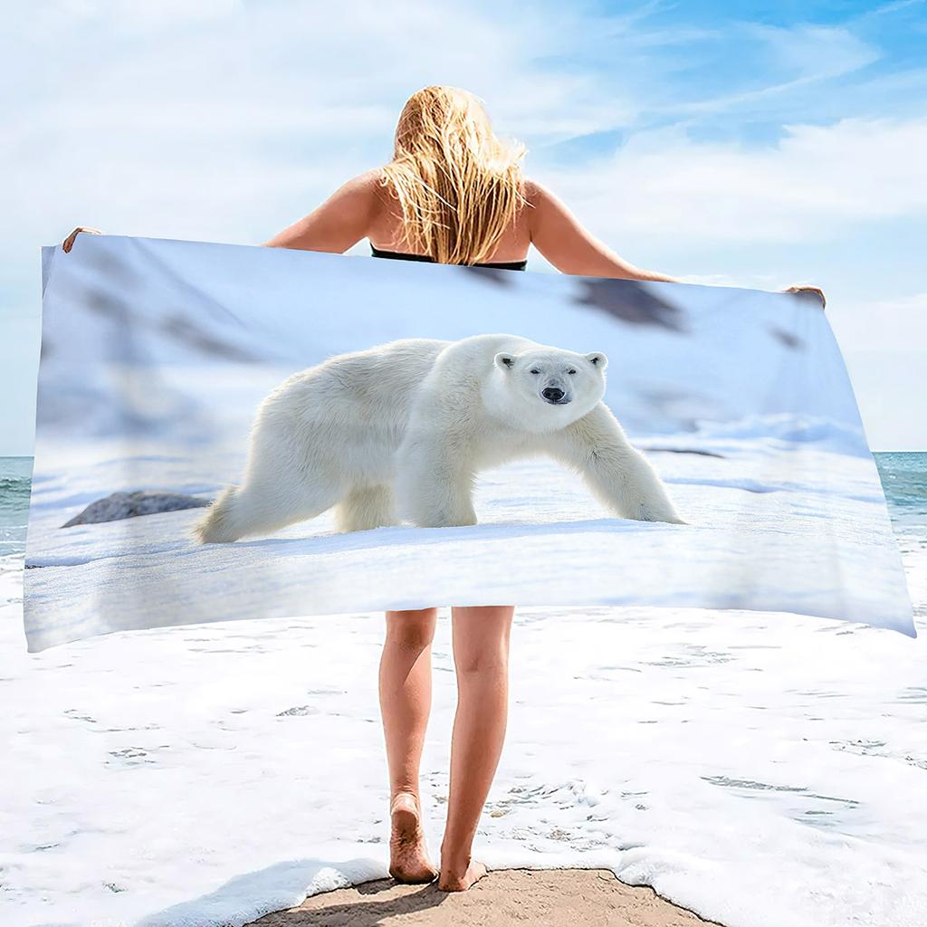 Cute Polar Bear Print Series Seaside Vacation Beach Towel Swimming Bath Towel Sports Towel