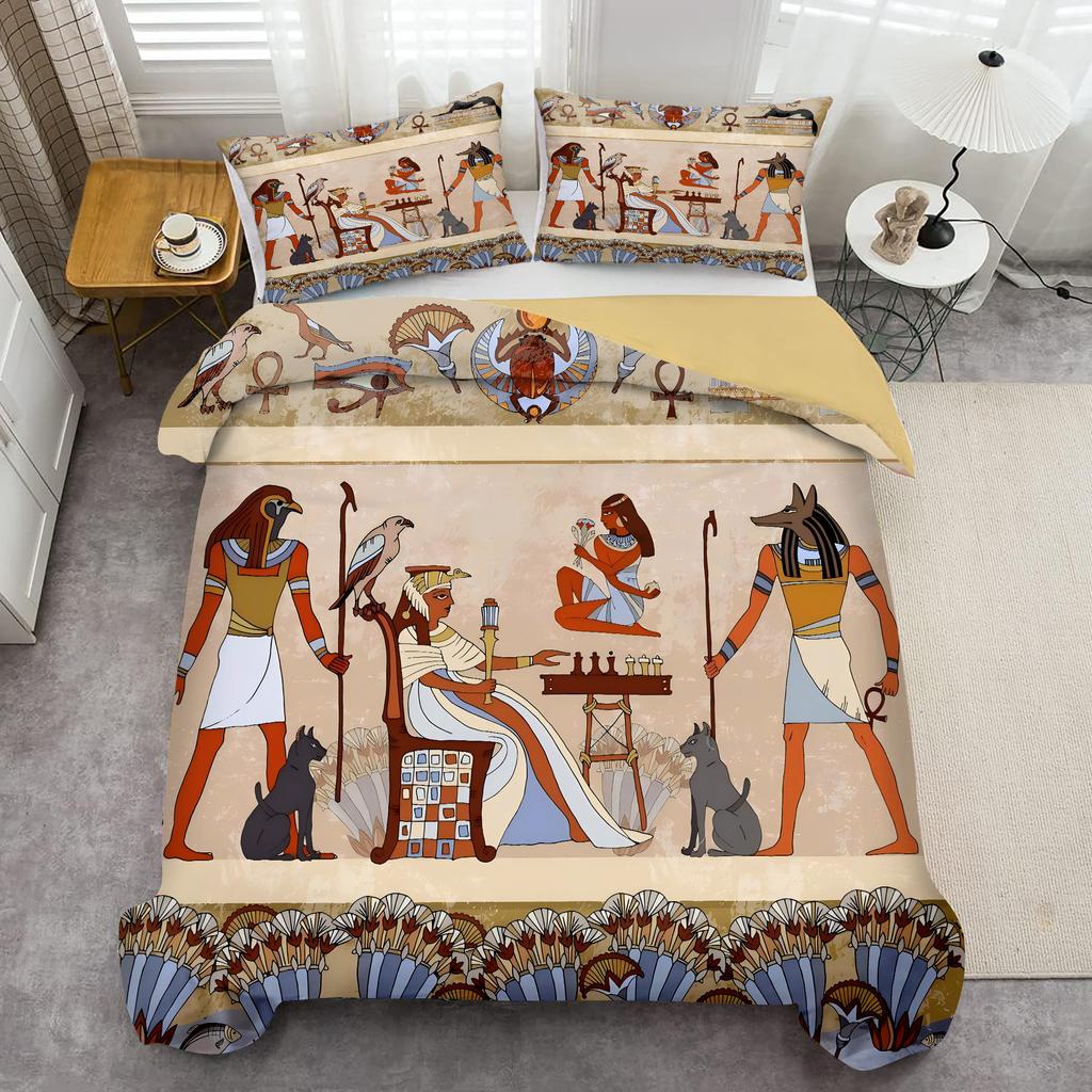 Mysterious Ancient Egyptian Pharaoh Pattern Print Quilt cover Retro exotic style Bedding Cover Luxury Home Textiles Duvet Cover