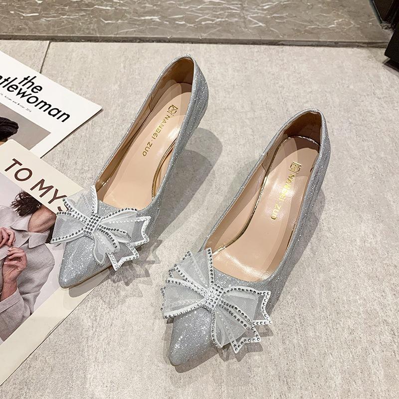 Women's Pumps Luxury Crystal Wedding Bridal Shoes Rhinestone High Heels Sexy Pointed Toe Crystal Banquet Shoes for Women