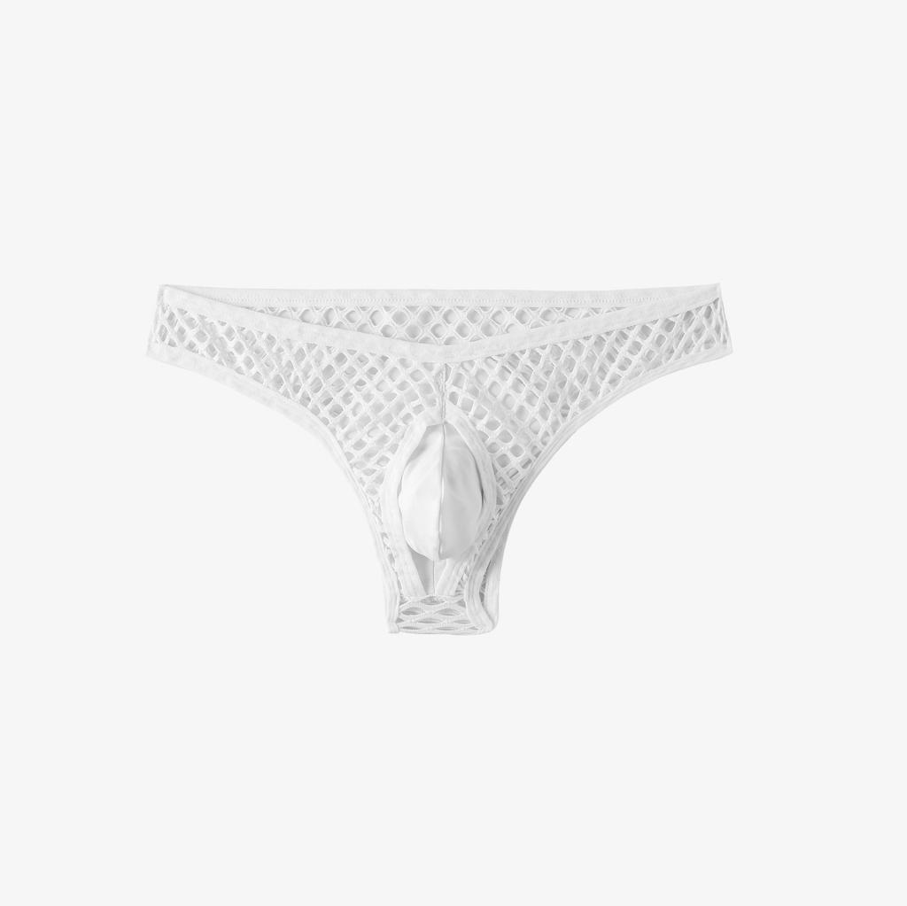 Men's breathable fishing net thong hollow three-dimensional U convex underwear mesh close-fitting trend sexy love briefs
