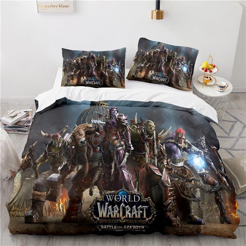 World of Warcraft Games Bedding Set Horde Banner Flag Printed Duvet Cover Set Pillowcase Twin Full Queen King Size Drop Shipping