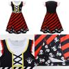 Skull Print Halloween Girls Dress With Ruffle Hem And Printed Fabric For Kids Age 3 To 8