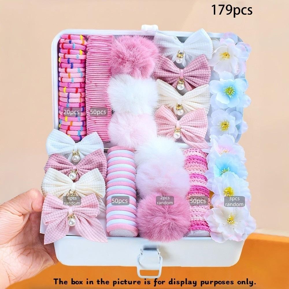 179Pcs/Set Colorful Girls Hair Accessories Set Flower Shape Hair Bows New Hair Clips Party Dress Up