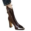Foreign trade small ankle boots women's 2024 autumn and winter new sense pointed head thick heel leather boots high heels women's elegant short boots