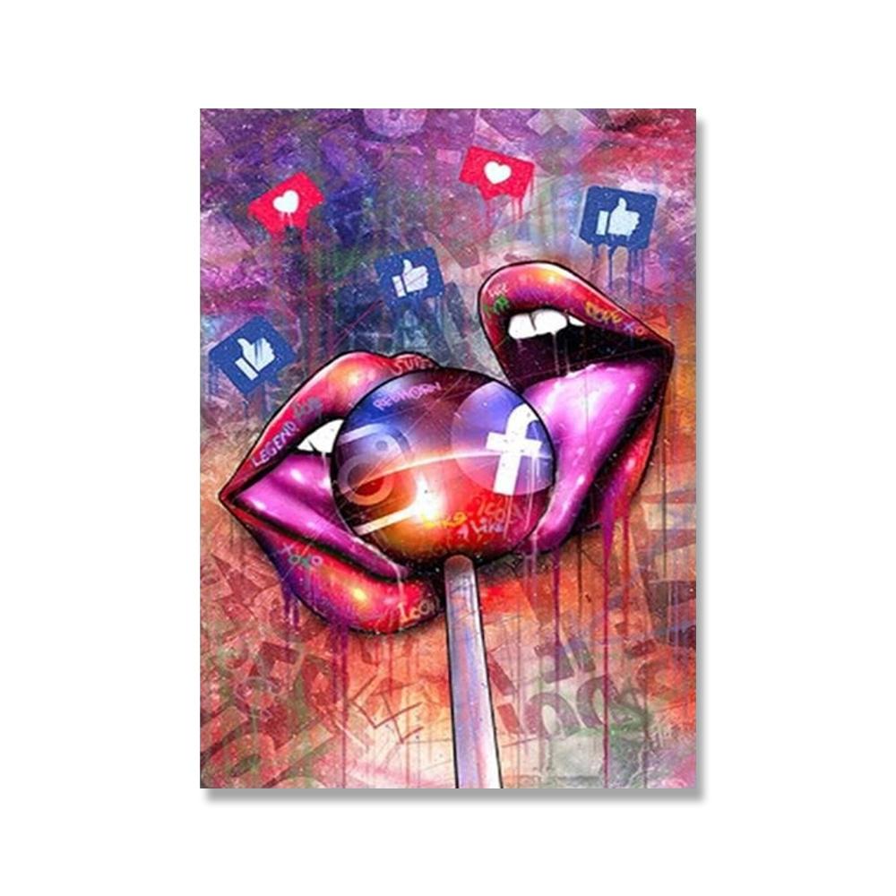 Modern Graffiti Art Sexy Colorful Lips Picturs Canvas Painting Oil Painting Modern Posters Wall Art For Living Room Home Decor