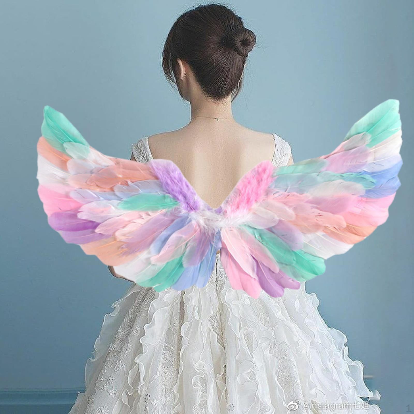 

Colored Feather Angel Wing Halloween Costume Dress up Decorative Fairy with Elastic Straps for
