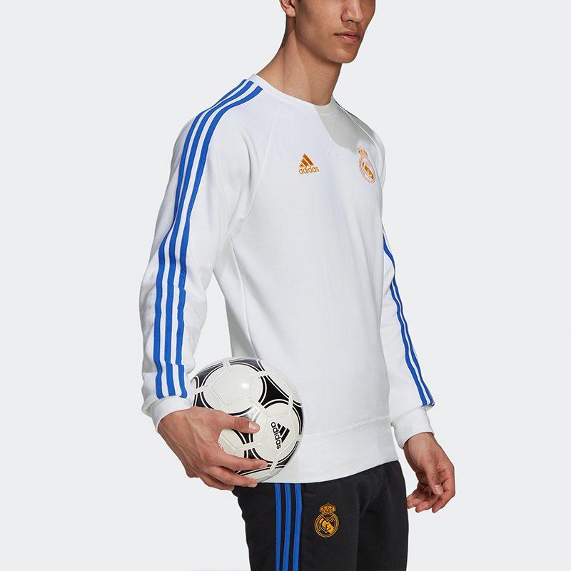 Adidas Real Madrid Sweatshirts Men's White Crew Neck Moderate Regular GR4341