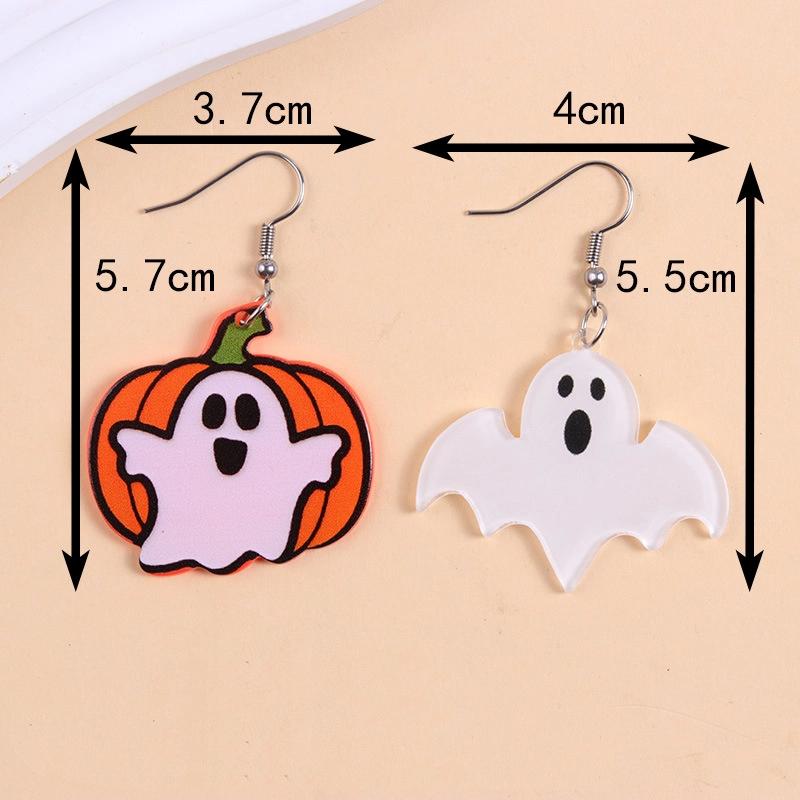 Personalized Colorful Bat Ghost Halloween Earrings Cartoon Pumpkins Spider Acrylic Drop Earring Cosplay Jewelry Accessory Gifts