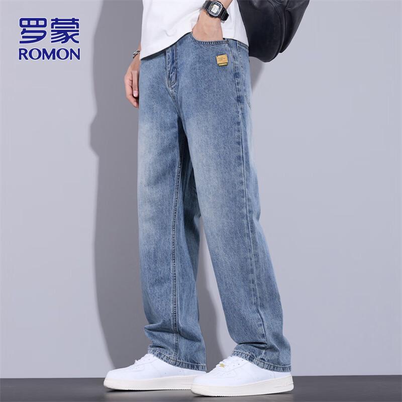 ROMON Men s Straight-Leg Loose Casual Jeans 32