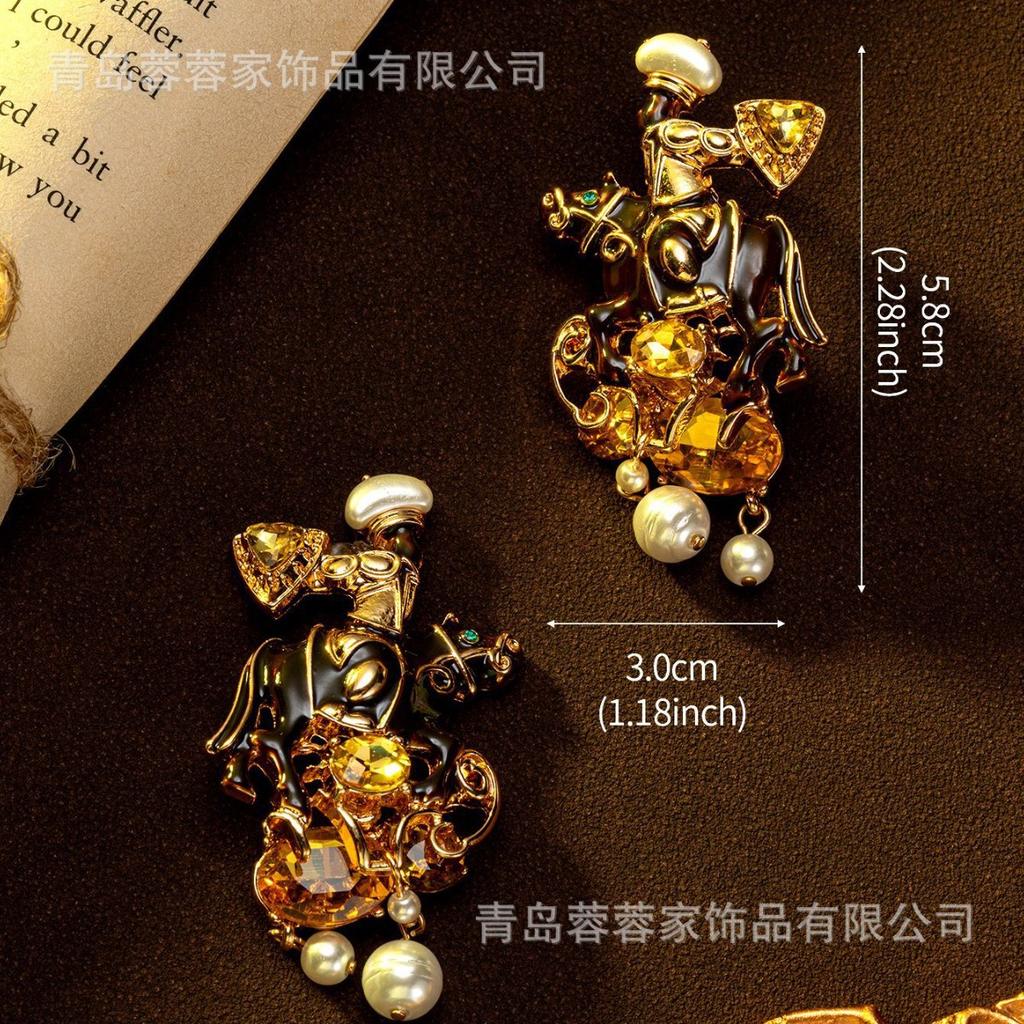 Joias Moda Personalidade Gotejamento de Óleo Indústria Pesada Cor Tesouro Brincos Medieval Nicho Design Criatividade Único