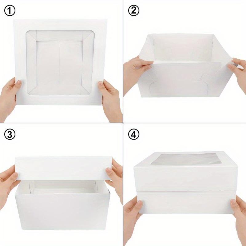 12pcs Cake Boxes 10x10x8 Inch Square Bakery Boxes with Window Pasteles for Cakes Pastries Chocolates Cookies Pie Birthday Party Wedding Easter